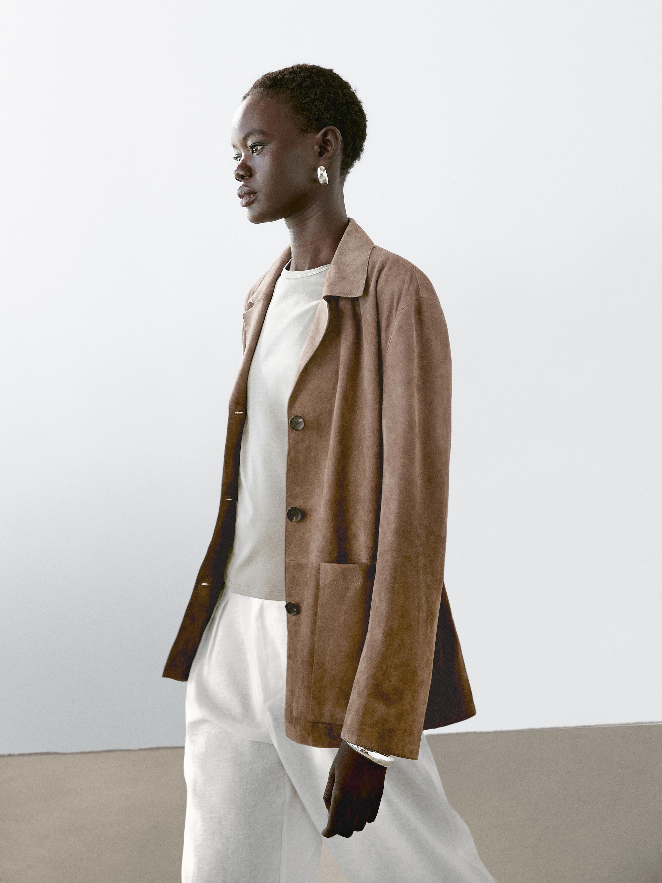 Flowing suede leather blazer